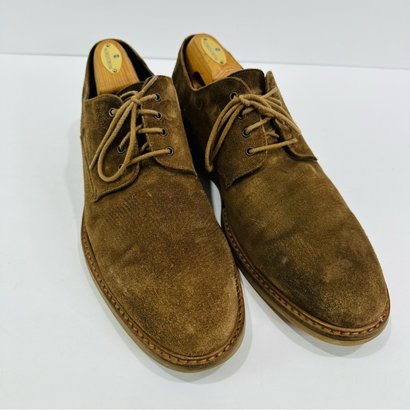 🩷 PETERSON MID BROWN SUEDE DERBY LACE UP MENS SIZE 10.5 TO BOOT NEW YORK ITALY - Picture 3 of 10